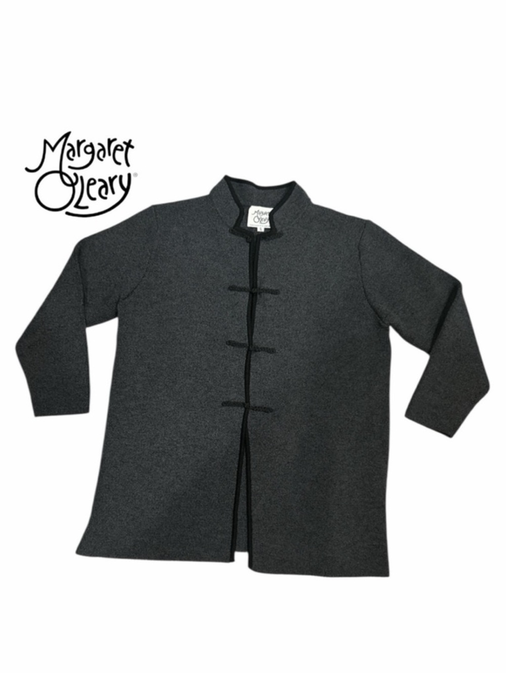 Margaret O’Leary Chinese‎ Style Gray/Black Knot Cardigan